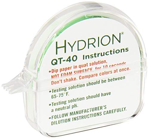 Hydrion QT-40 Quaternary SANITIZER Solution Test Tape for Testing 0-500 ppm