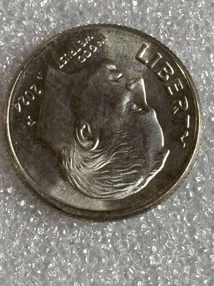 2024-P Roosevelt error Dime struck off center DDO obverse rim error Reverse ￼