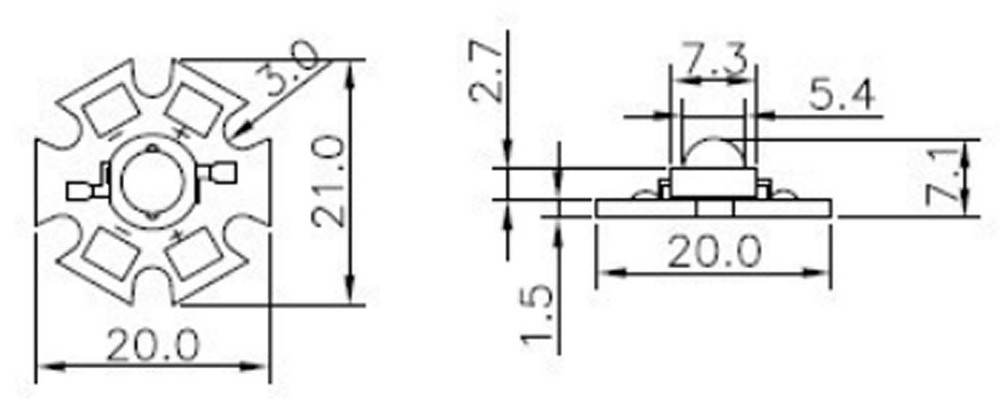 10x 3W High-Power LED Grün 700mA