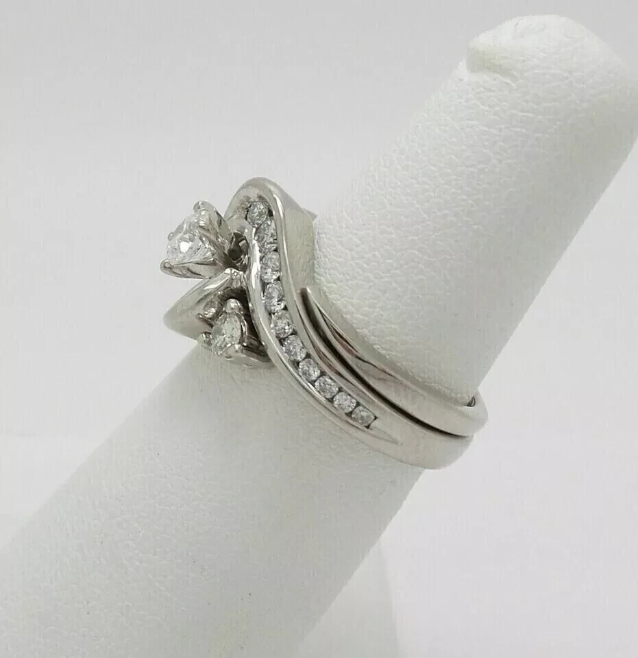 Real 925 Sterling Silver 2 CT Round Cut Moissanite Wedding Engagement Ring Set