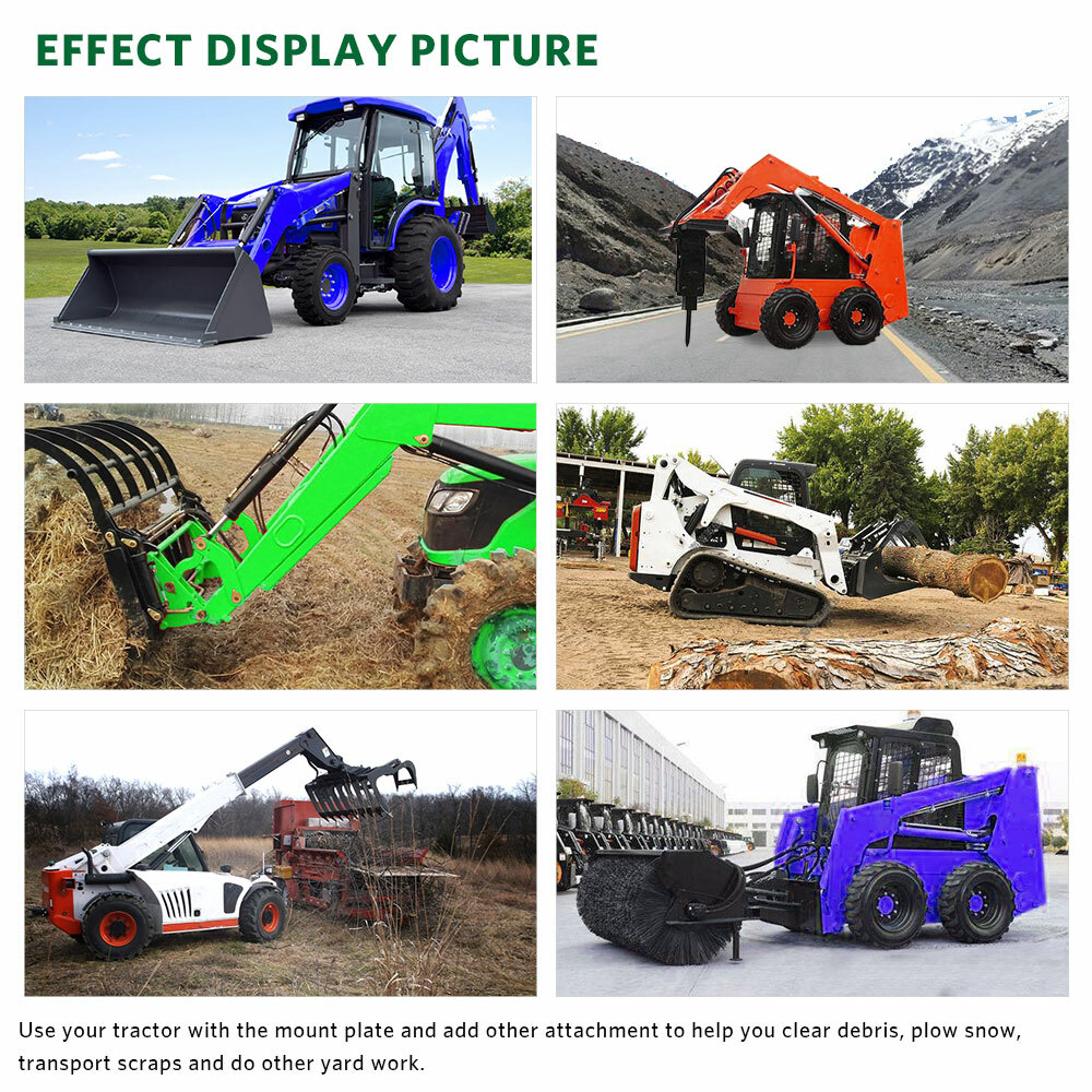 1/4" 5/16" 3/8" 1/2" Skid Steer Mount Plate Adapter Loader Quick Tach Attachment