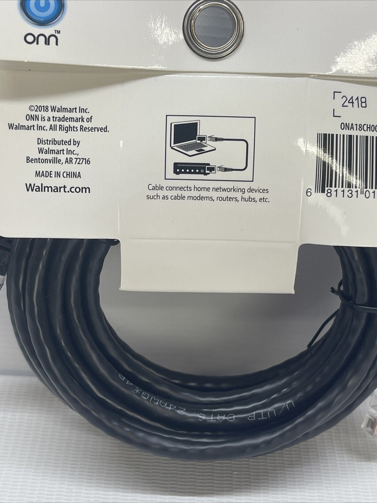 *ONN 14ft CAT6 ETHERNET NETWORK CABLE* NEW- Black