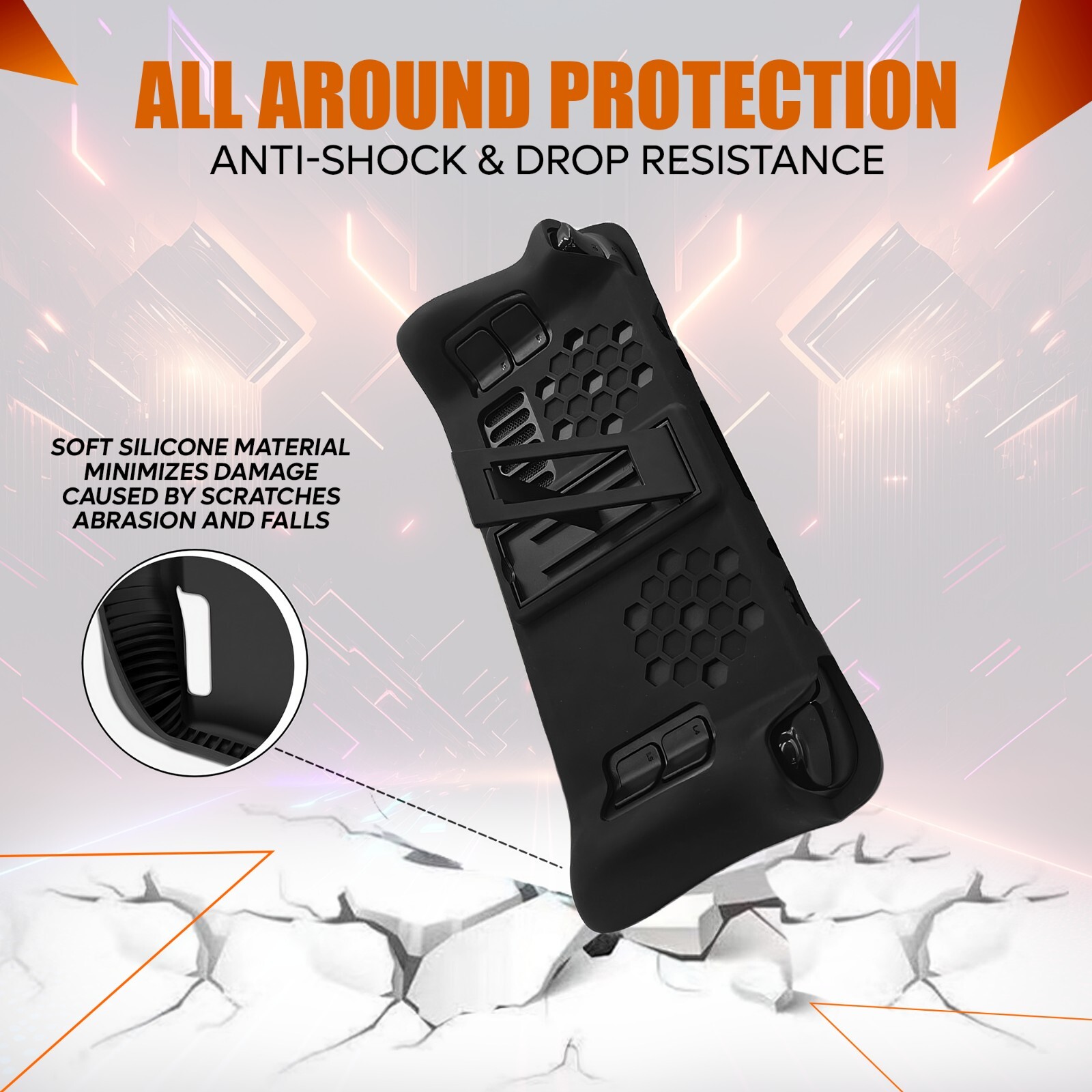 FIREBUBBLES Black Armor Protective Case for Valve Steam Deck with Glass Cover