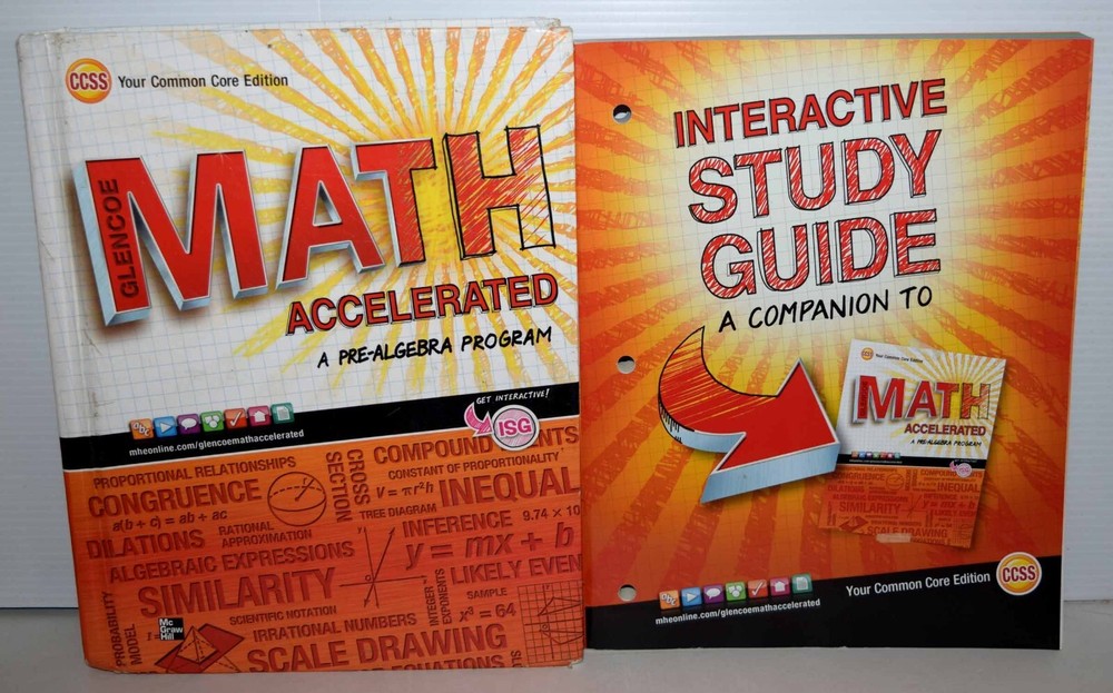 Glencoe Math Accelerated PRE-ALGEBRA 2014  Student Textbook & Study Guide Set