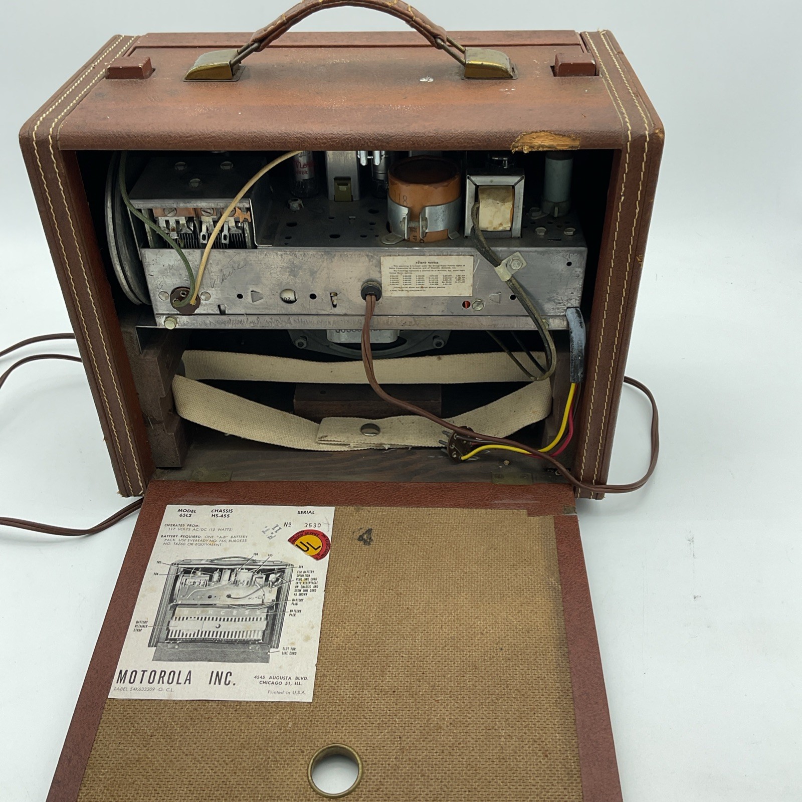 Vintage Motorola tube radio Portable Scan-o-Scope Diplomat 65L2 - For Repair