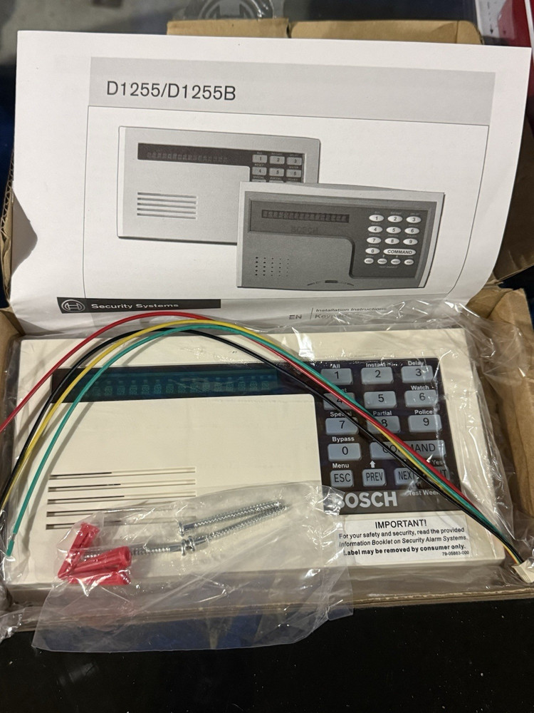 Bosch D1255/D1255B Alarm Control Panel Keypad with Wiring & Mounting Hardware