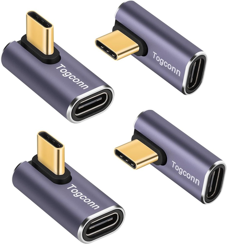 90 Degree Right Angle USB C Adapter (4 Pack), 4 Pack, C Middle 90 degree