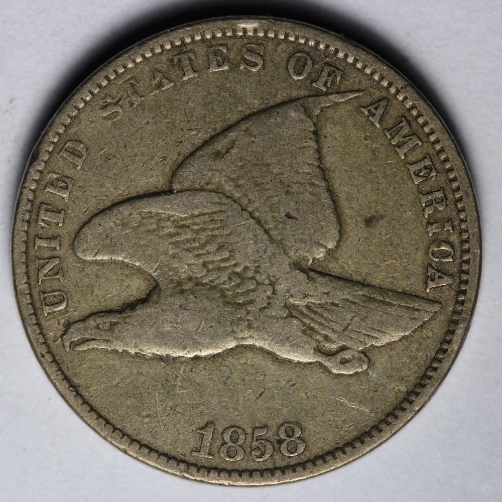 1858 SL Flying Eagle Cent Penny FINE/VF E121 STAR