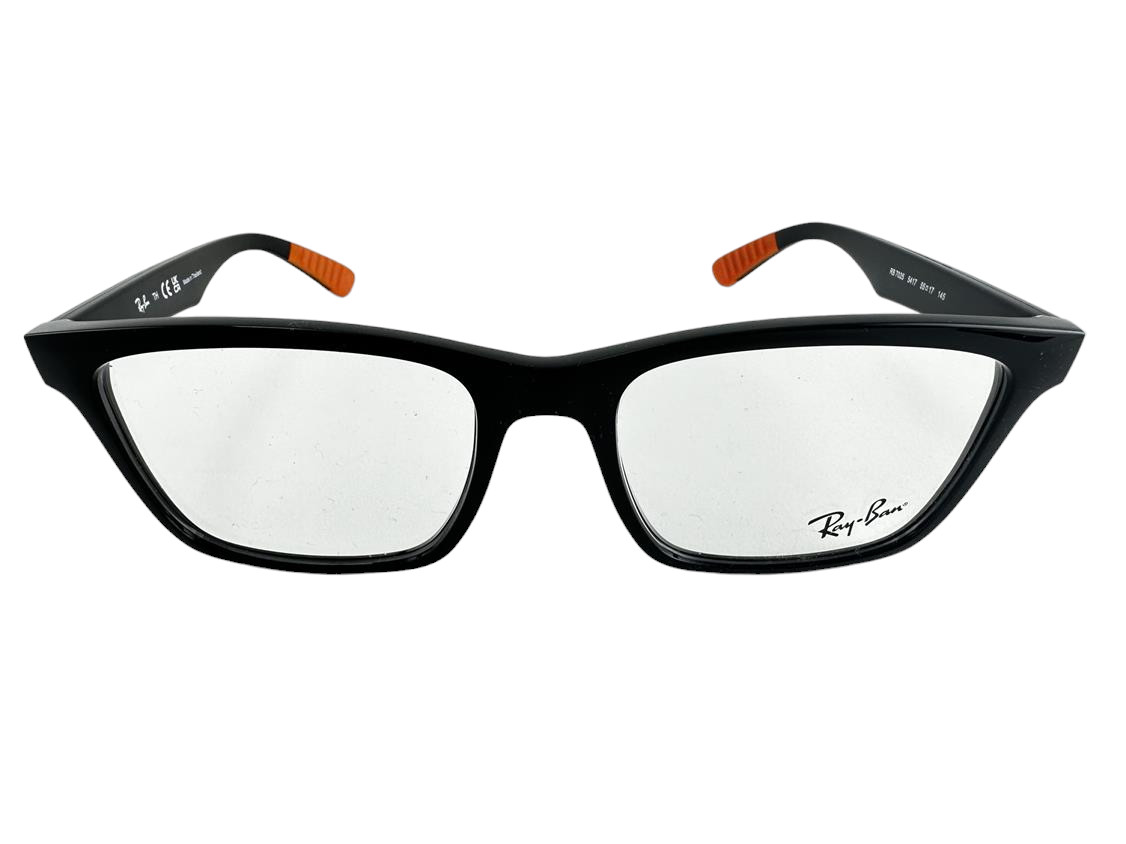 Ray Ban NEW Black Square Fashion Frames 55-17-145 Eyeglasses RX7025 Demo Lens