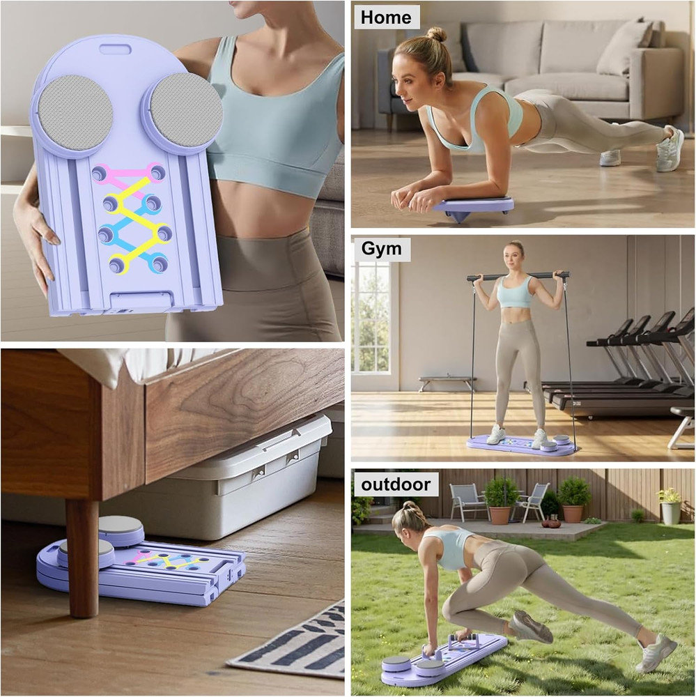 Pilates Board - Updated Pilates Reformer Machine Set, Multi-Purpose Foldable Pil