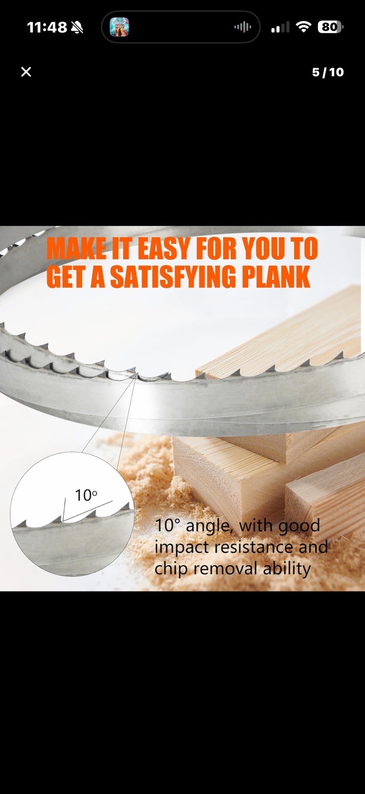 Sawmill Bandsaw Blades 144" Length - Top Quality 10° Hook Angle - 5-Pack