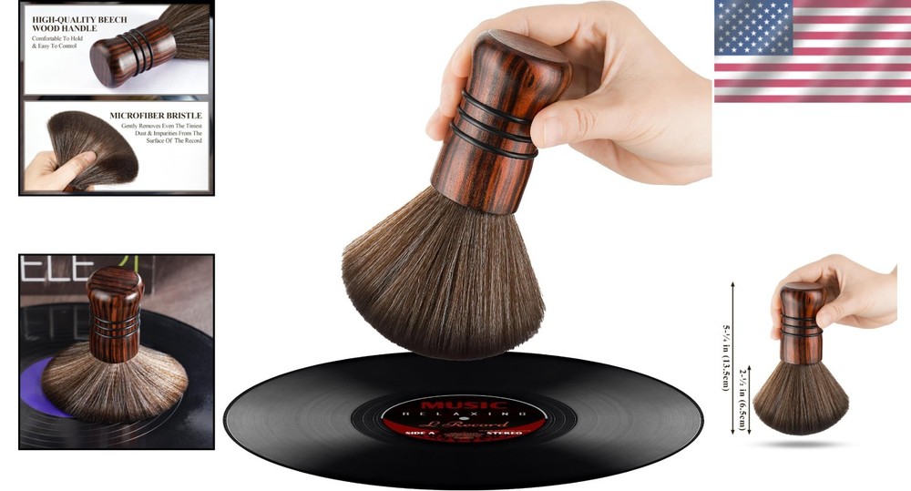 Anti-Static Record Cleaner - Large Brush with Soft Microfiber Bristles