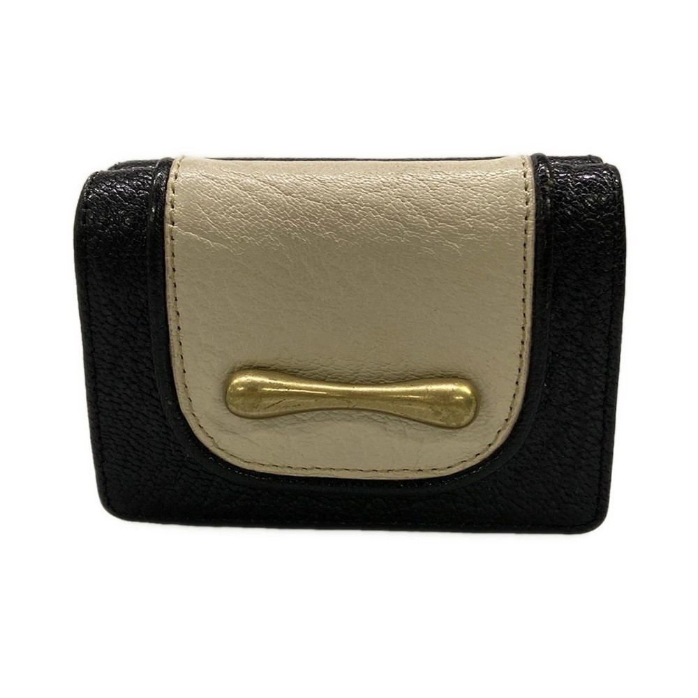 TOFF&LOADSTONE Black White Leather Trifold Wallet