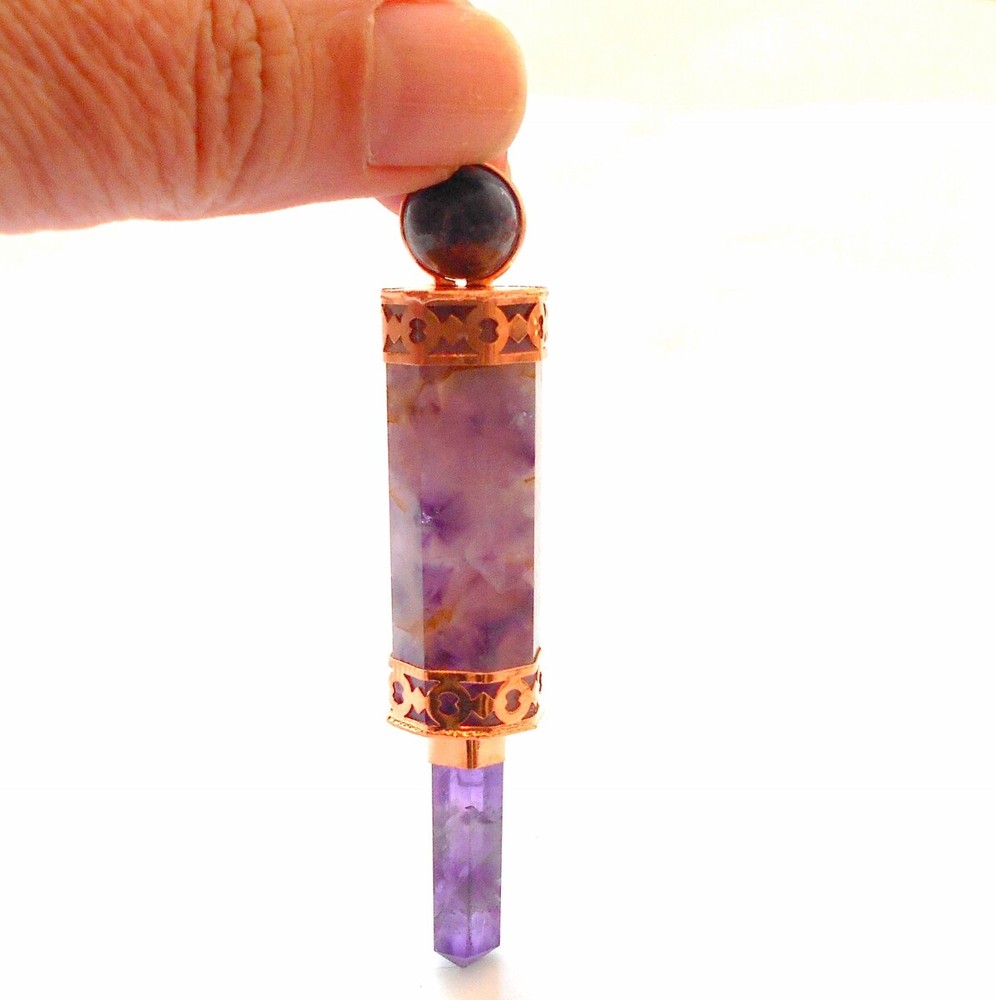 Amethyst and Copper Wand Pendulum for Divination and Dowsing