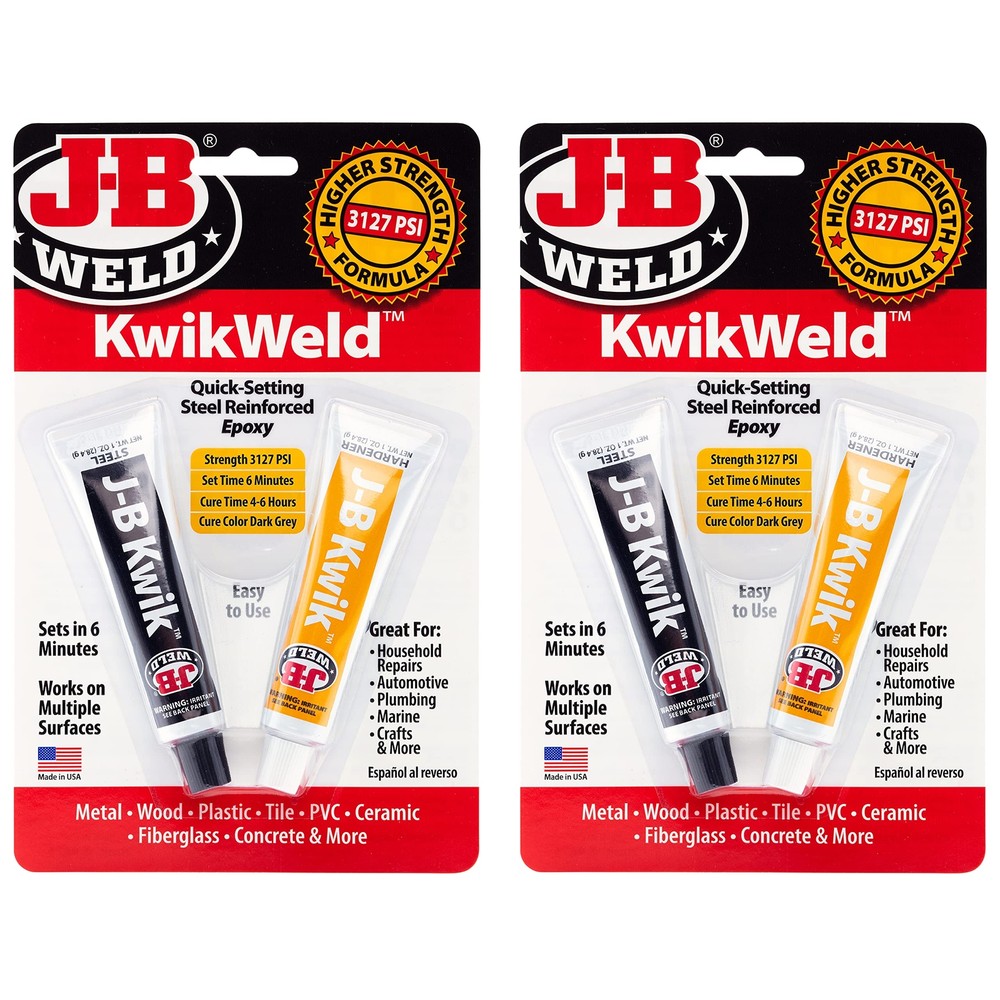 J B Weld Kwikweld Fast Setting Epoxy Dark Grey 2 Oz 2 Pack for Strong Repairs