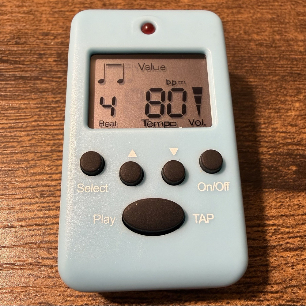 Clip On Digital Metronome LCD Tempo Trainer Tap Function Light Blue