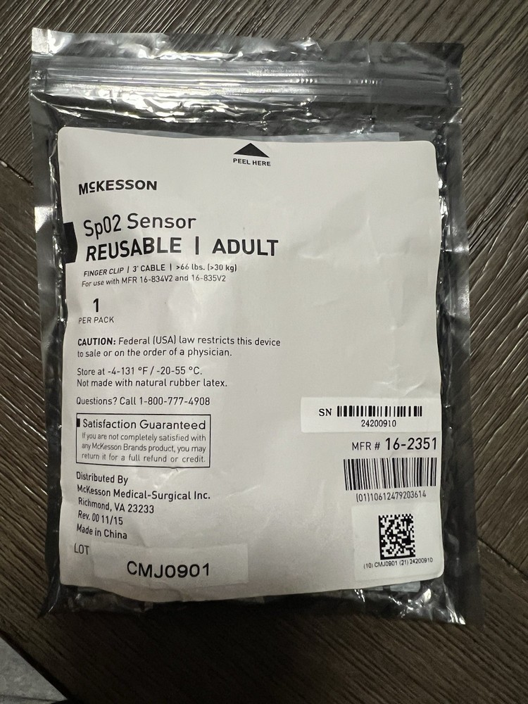 McKesson SpO2 Sensor Finger Adult Reusable