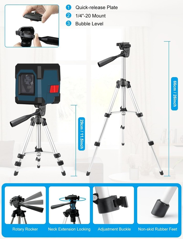 100ft Self-Balancing Laser Level with 360° Rotation - Precision Tool for Pros
