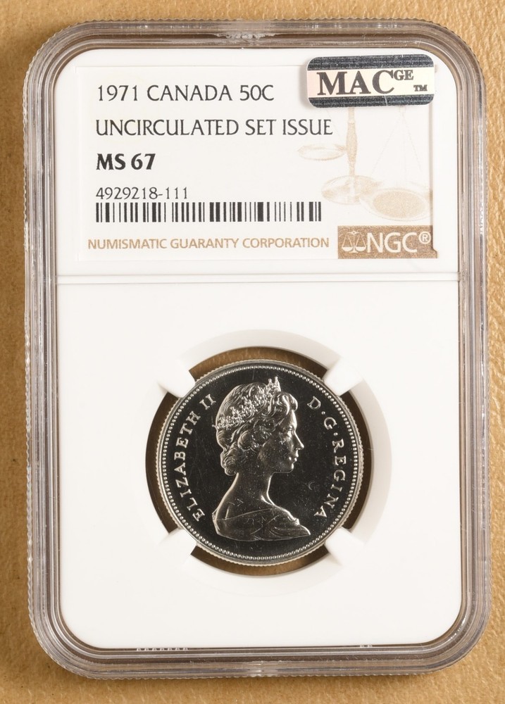 1971 Canada 50 Cents 'Unc Set Issue' NGC MS67