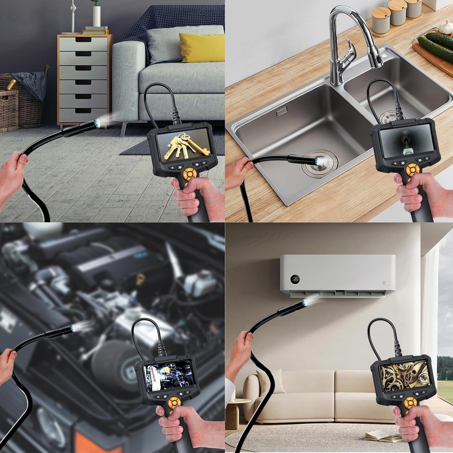 Endoscope Camera 1080P HD Snake Borescope with Light Articulating Waterproof