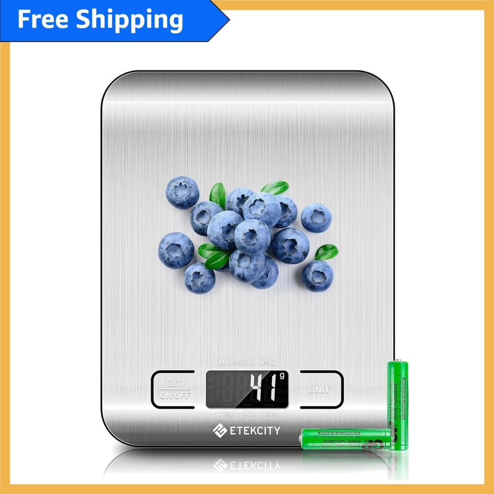 Sleek Digital Kitchen Scale with Backlit LCD - Ideal for Weight Loss & Meal Prep