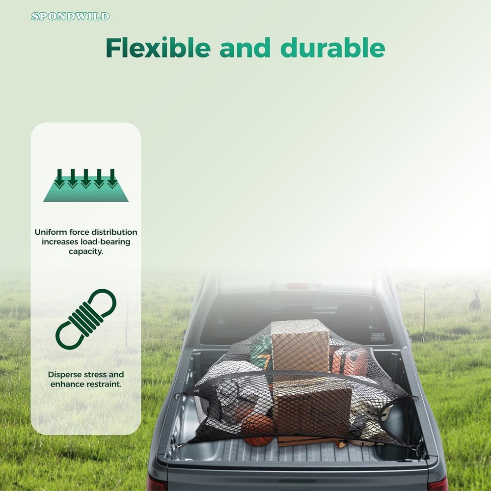 Stretchable Cargo Net with Hooks Adjustable Elastic Trunk Storage Organizer 6 x