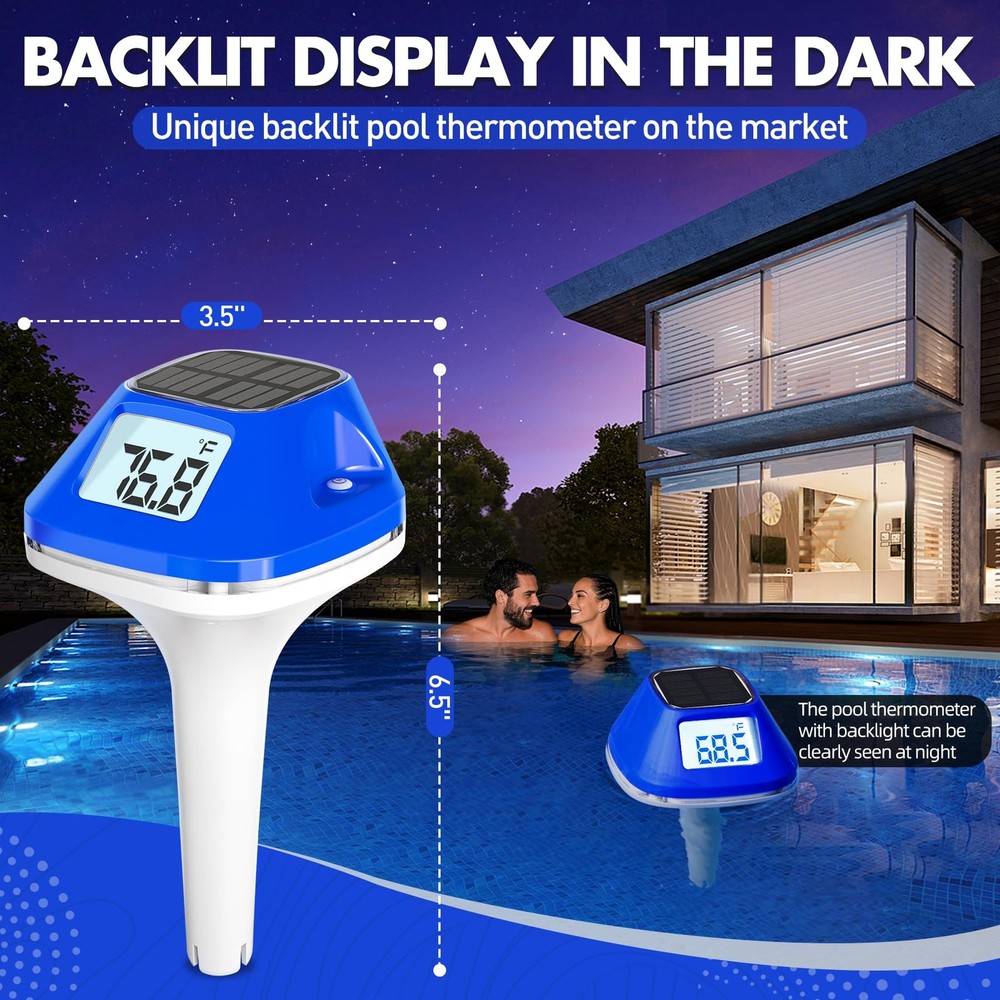 2026 NextGen Solar Pool Thermometer Floating Easy Read, Digital Pool Thermome...