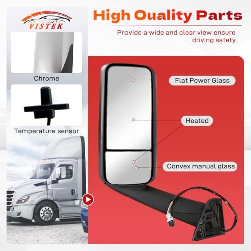 Driver Left Side Power Heated Door Mirror with Chrome Back Driver (LH) Side