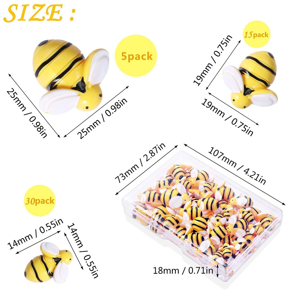 CCOZN 50 Pieces Tiny Resin Bees,Tiny Garden Bumblebees Embellishment...