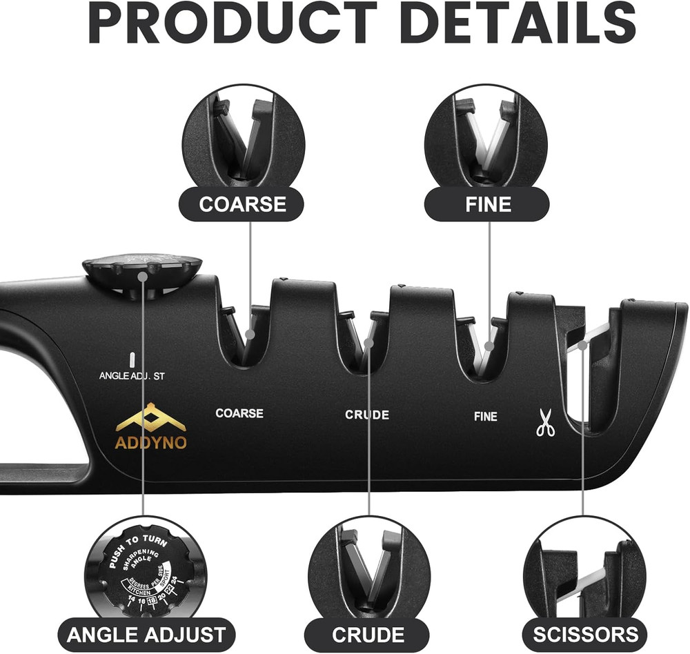 4In1 Knife Sharpener with Angle Guide, Adjustable Edge,3Stage Coarse�Sharpen�...