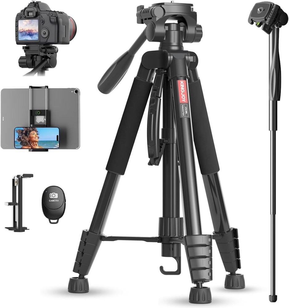 75" Camera Tripod for Camera, Cell Phone Wireless Remote