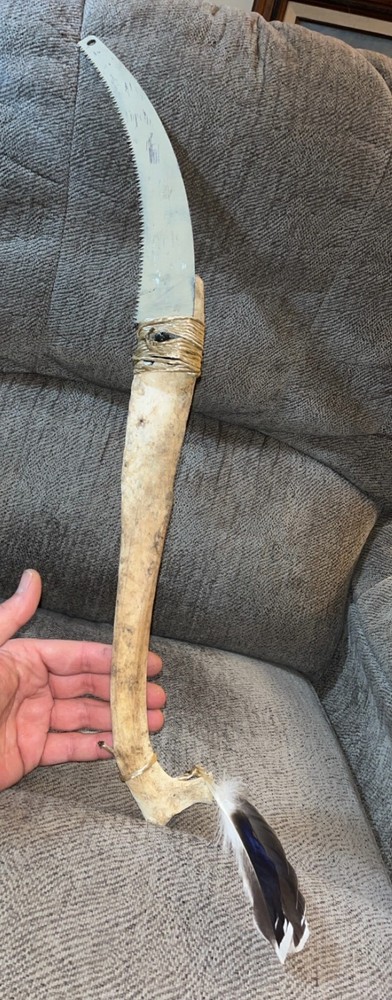 Cow Bone Machete Sword Serrated SHARP 30" OOAK Twisted Design