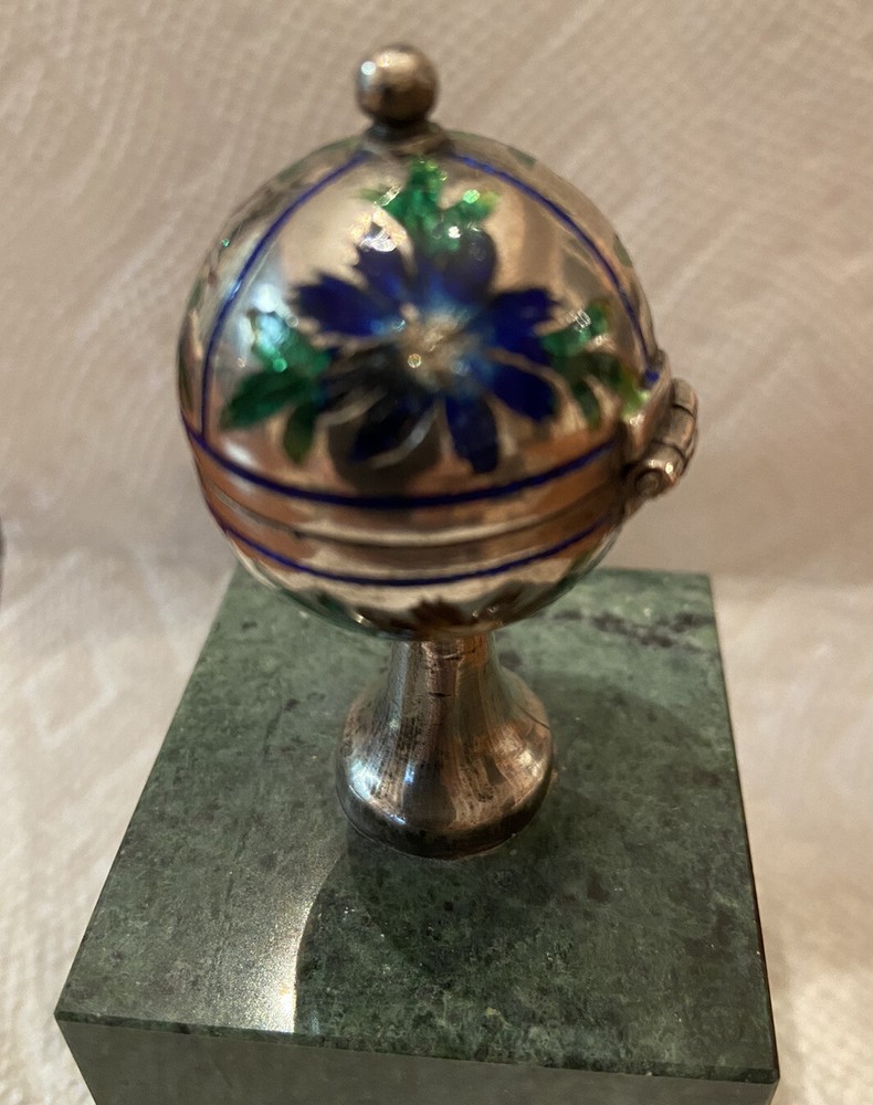 ENAMELED STERLING PEDESTAL CONTAINER / MONSTRANCE ? SAMPLE