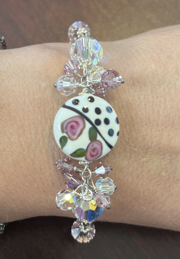 Handmade Artisan Crafted Crystal Beaded Bracelet 8"