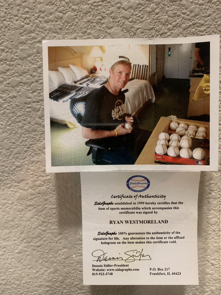 Ryan Westmoreland Signed Baseball Sidgraphs