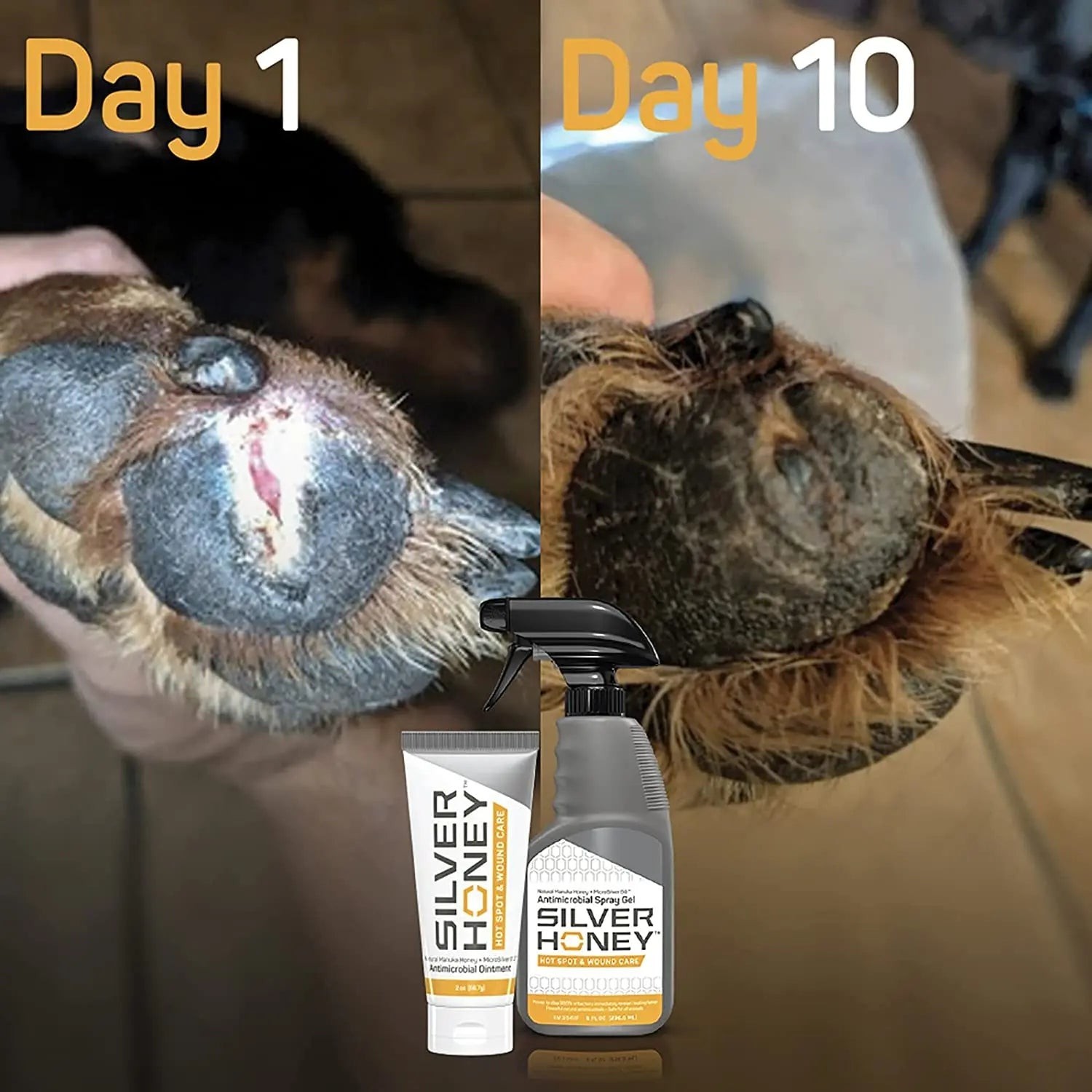 Silver Honey Spray Gel Dogs Cats Hot Spot Wound Care Antibiotic-Free 8 Oz.