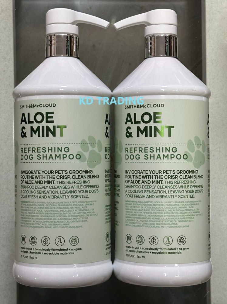 (2-Pack) SMITH & McCLOUD ~ ALOE & MINT Refreshing INVIGORATING DOG SHAMPOO 960ml