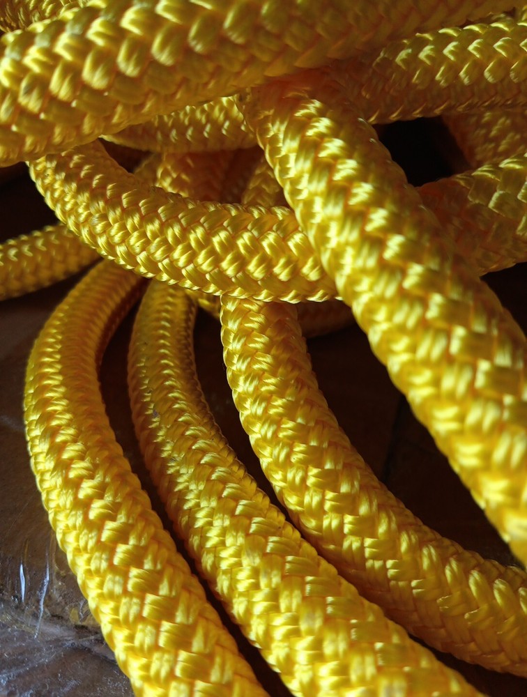 9/16 x 50 ft. Double Braid-Yacht Braid Polyester Rope. Yellow