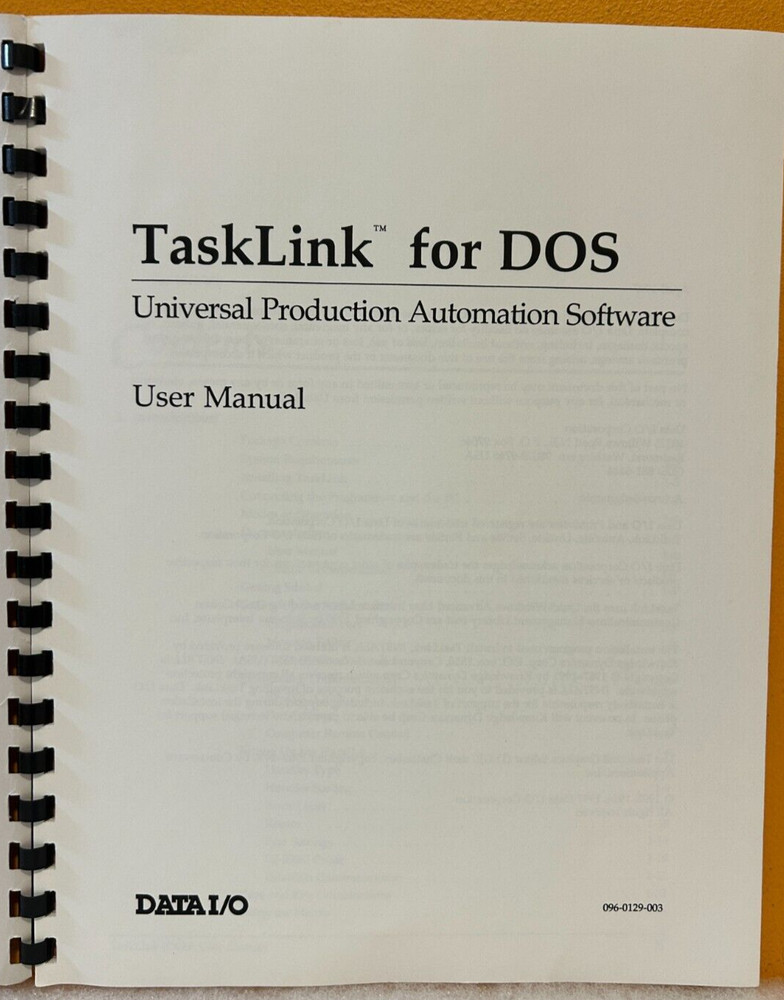 DataI/O 096-0129-003 TaskLink for DOS User Manual.