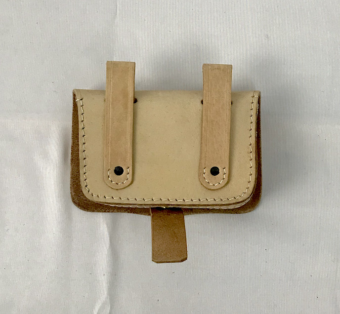 Civil War Pistol Cartridge Box - Natural Leather