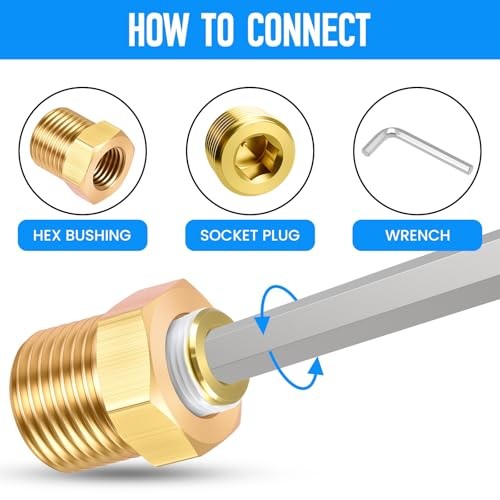 4PCS Male Brass Pipe Plug | Counter Sunk Internal Hex Socket Head 1/2 NPT