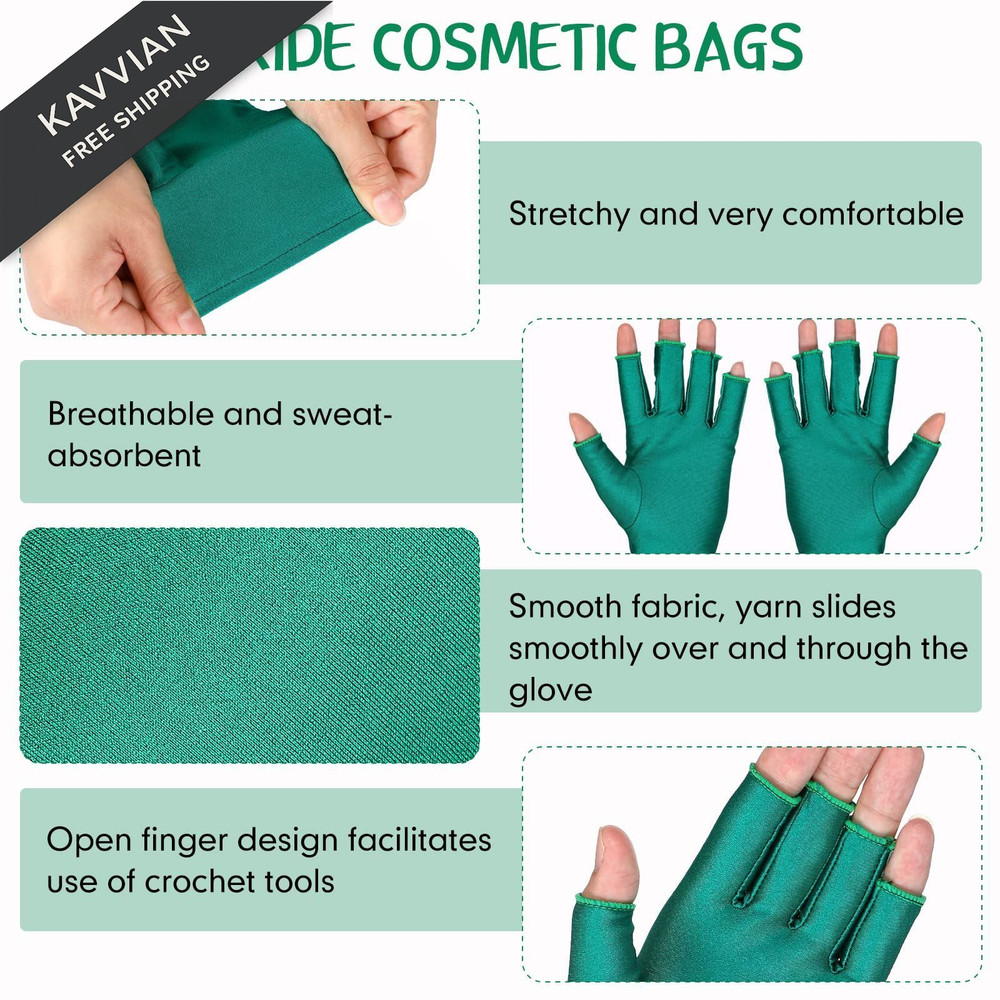 2 Pairs Craft Gloves Compression Fingerless Knitting Quilting Typing Gloves