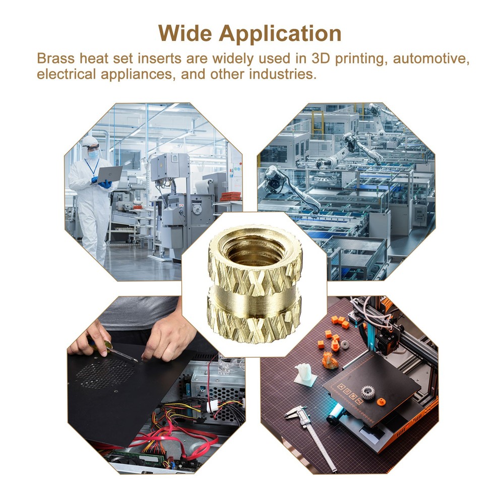 50Pcs Knurled Insert Nuts M3x4mmx4.5mm Brass Female Threaded Inserts