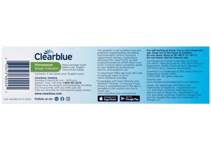 Clearblue Menopause Stage Indicator New - 5ct Exp 2/28/2026