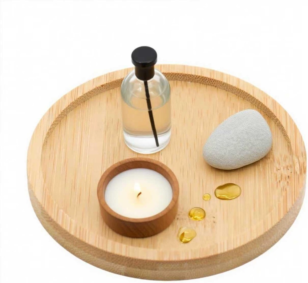 Bamboo Round Tray – 3.7” Outer Diameter, 3.4” Inner Diameter, Reusable Bamboo...