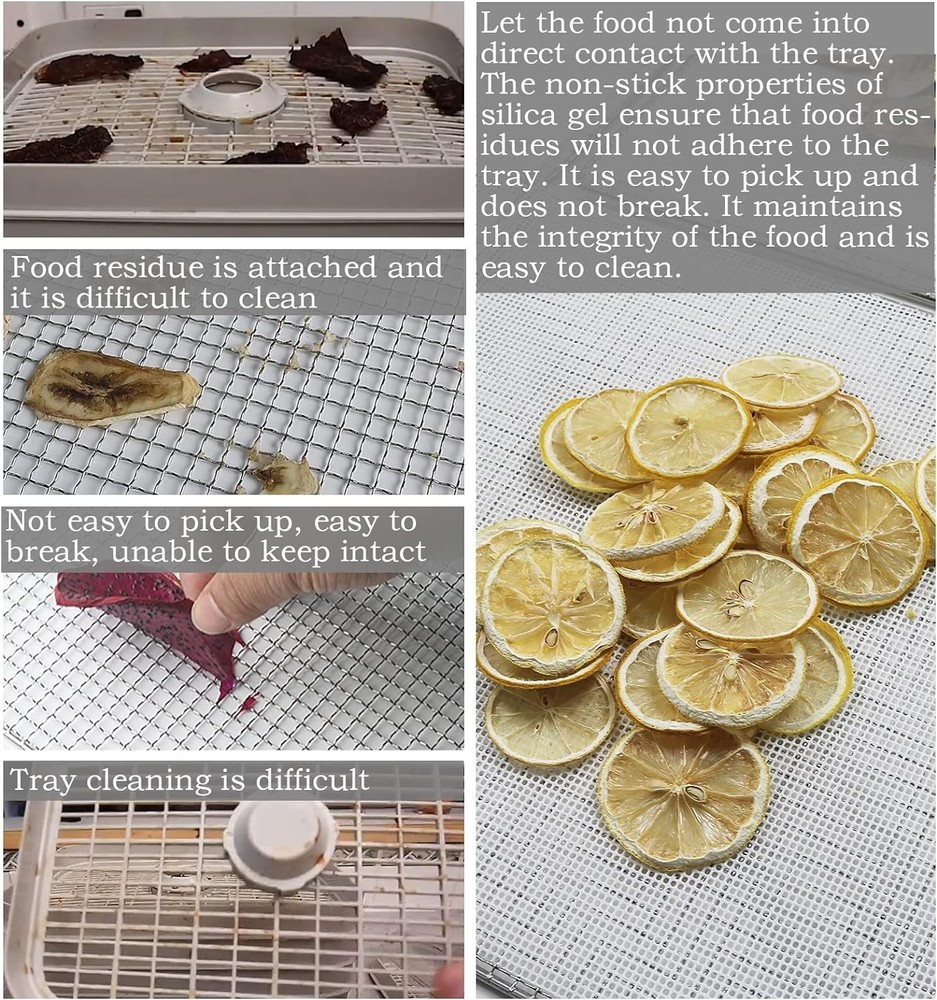 Mesh Dehydrator Sheets Silicone 12x13 Inch for Fruit Jerky Veggie Drying
