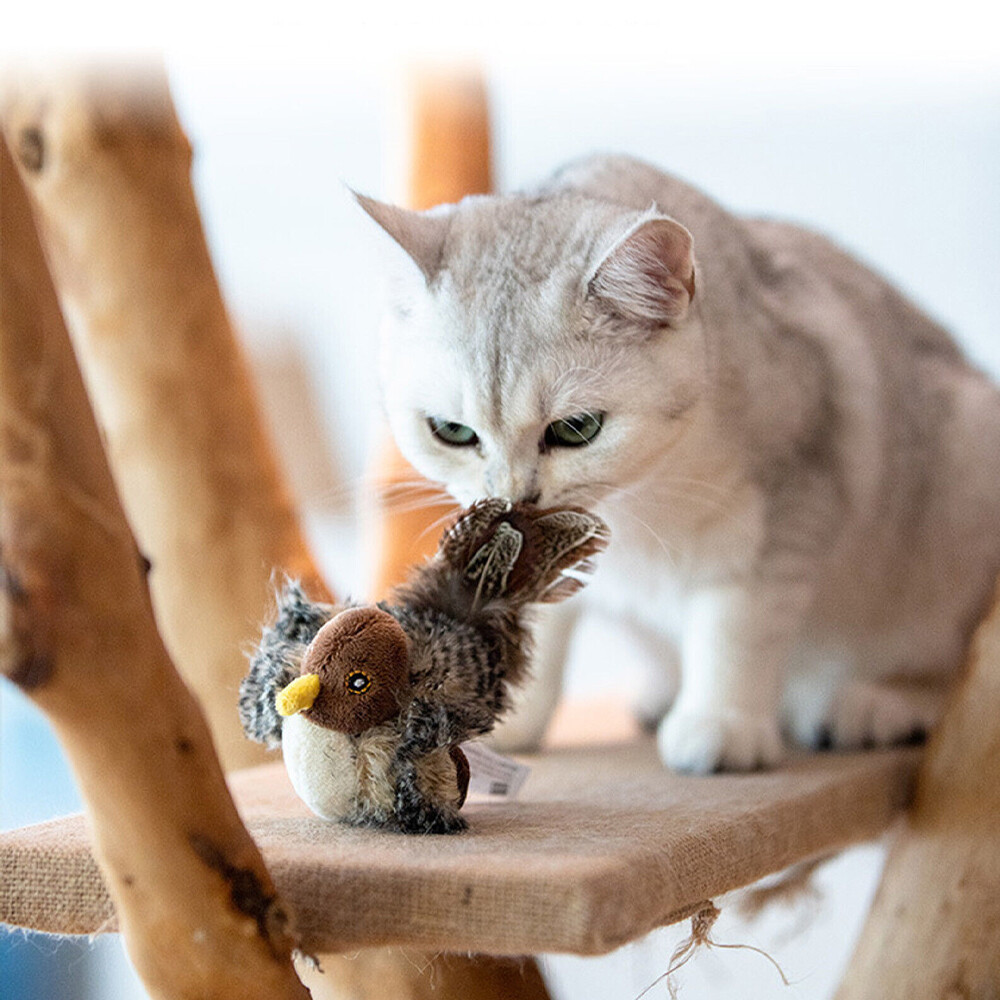 2PCS Bird Cat Toy Simulated Chirping Bird Interactive Cat Toy