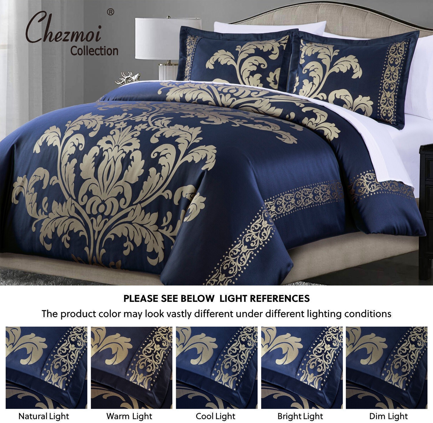 Chezmoi Collection 7-Piece Luxury Jacquard Floral Bed in a Bag Comforter Set