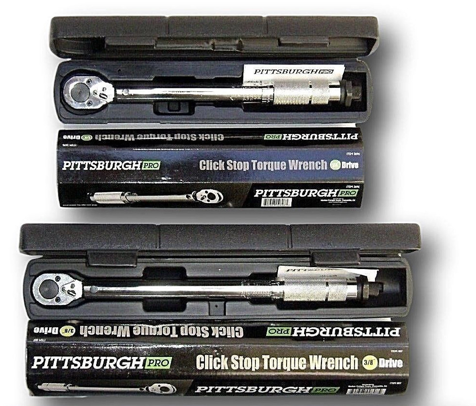 Set of 2 1/4 and 3/8 Drive Click Type Torque Wrench Snap Socket