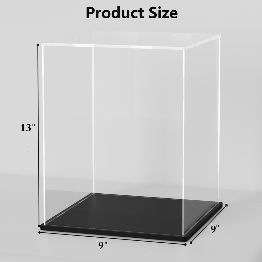 Acrylic Box with Matt Black Base, Simple Self-Assembly Clear Acrylic Display ...
